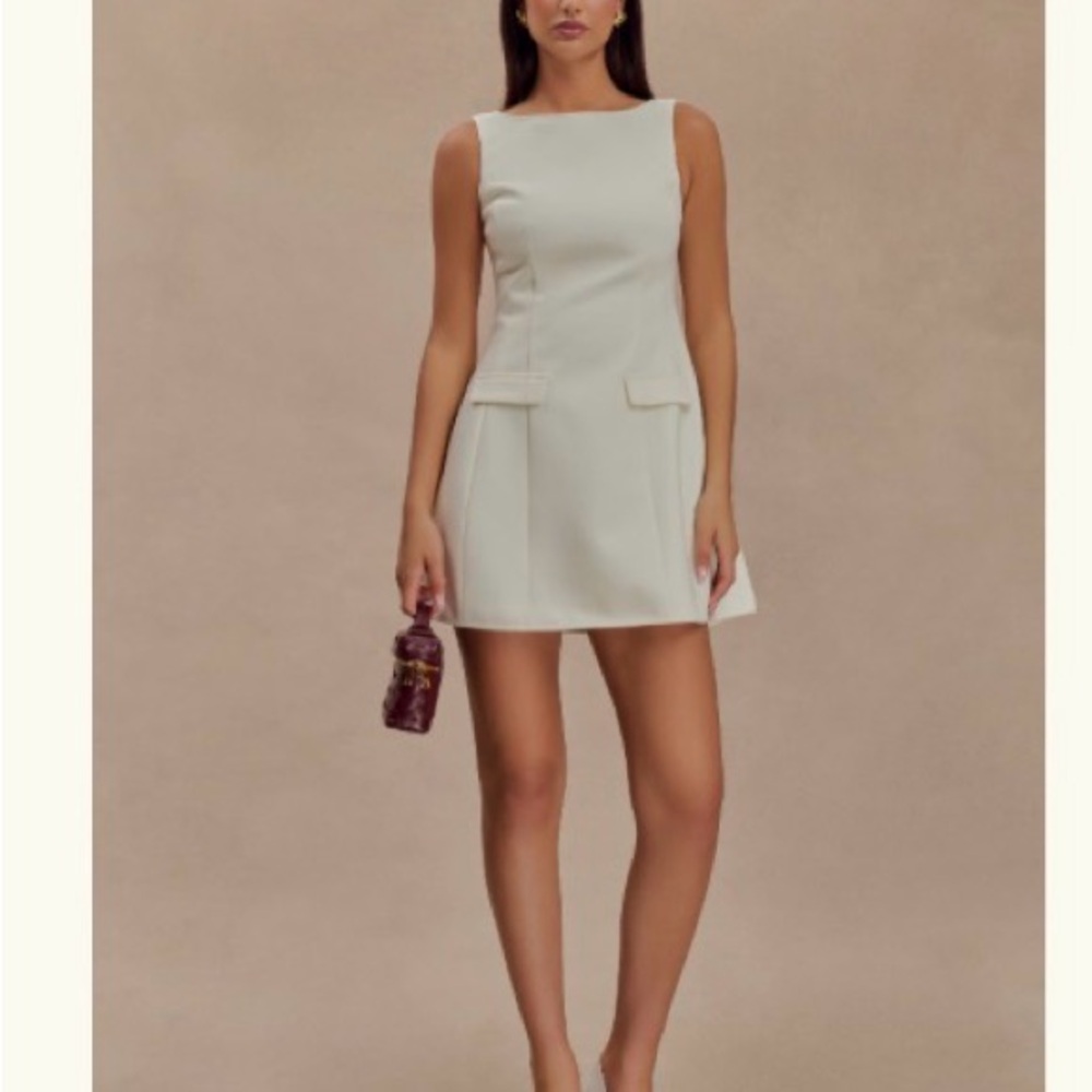 Meshki Cream Sleeveless Mini Dress